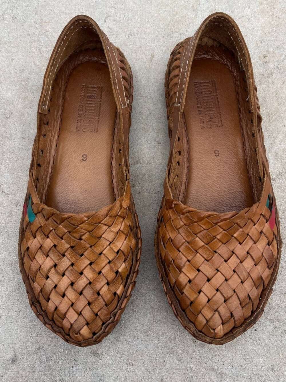 Mohinders Woven City Slipper Leather Flats Honey Stripes -Women's Size 5 to 6